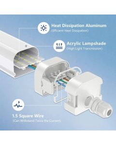 LED Vattentät Armatur 60W – 8 400 Lumen – 4000K – 150 cm – Rörelsesensor