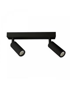 Utanpåliggande spotlight MR11 2 huvuden – svart – vridbar – IP20 – 260×54×160 mm – utan ljuskälla