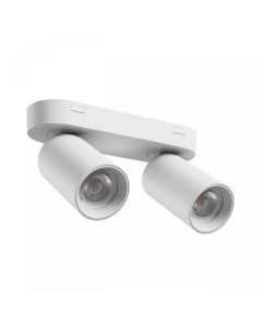Utanpåliggande spotlight GU10 2 huvuden – vit – IP20 – 220×70×135 mm – utan ljuskälla