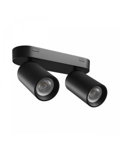 Utanpåliggande spotlight GU10 2 huvuden – svart – IP20 – 220×70×135 mm – utan ljuskälla