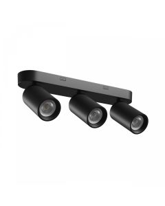 Utanpåliggande spotlight GU10 3 huvuden – svart – IP20 – 350×70×135 mm – utan ljuskälla