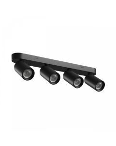 Utanpåliggande spotlight GU10 4 huvuden – svart – IP20 – 480×70×135 mm – utan ljuskälla