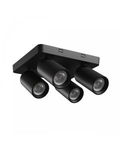 Utanpåliggande spotlight GU10 4 huvuden – fyrkantig – svart – IP20 – 220×220×134 mm – utan ljuskälla