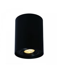 Utanpåliggande spotlight GU10 – rund – svart – vridbar – IP20 – 94×125 mm – utan ljuskälla