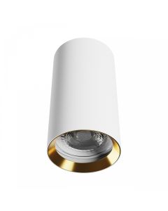 Utanpåliggande spotlight GU10 – rund – vit/guld – IP20 – 55×100 mm – utan ljuskälla