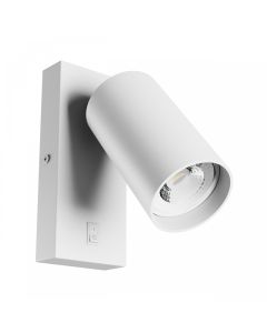 Vägglampa GU10 – rund – vit – med strömbrytare – IP20 – 55×100 mm – utan ljuskälla