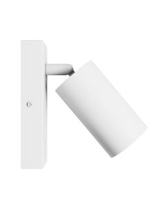Vägglampa GU10 – rund – vit – med strömbrytare – IP20 – 55×100 mm – utan ljuskälla