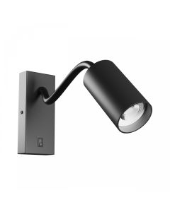 Vägglampa GU10 – flexibel arm – rund – svart – med strömbrytare – IP20 – 55×100×410 mm – utan ljuskälla