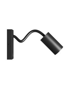 Vägglampa GU10 – flexibel arm – rund – svart – med strömbrytare – IP20 – 55×100×410 mm – utan ljuskälla