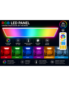 LED-panel 30x120 cm | 40W | RGB+CCT | 3000K-6000K | Dimbar | Fjärrkontroll ingår | Flimmerfri
