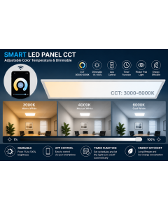 LED-panel 120x30 cm | 40W | Smart WiFi | Dimbar CCT | 3000K-6000K | CRI90 | Flimmerfri