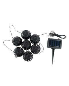 Solcellsdriven LED-ljusslinga med 7 lyktor – varmvit 1800K, 4,8 m, IP44 vattentålig, laddningsbar