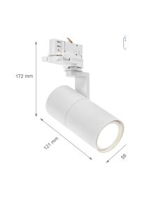 3-fas skena spotlight GU10 vit – 56,5×121×172 mm