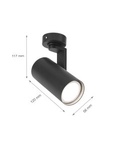 Utanpåliggande spotlight GU10 – svart – IP20 – 56×120×117 mm – utan ljuskälla