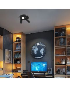 Utanpåliggande spotlight GU10 3 huvuden – rund – svart – IP20 – 220×134 mm – utan ljuskälla
