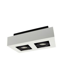 Justerbar LED Spot med 2xGU10-fattning, Vit/Svart Ytmontering, Vridbar IP20