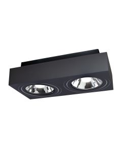 Justerbar LED Spot AR111 med 2xGU10-fattning, Rektangel, Svart Ytmontering, Vridbar IP20