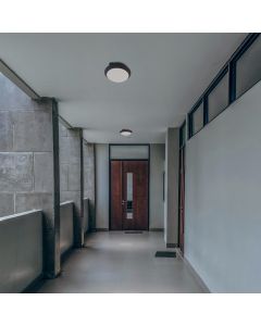 Taklampa E27 – rund – svart – IP65 IK08 – Ø300×90 mm – utan ljuskälla