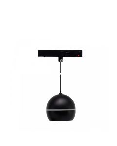 LED-globpendellampa med ring för skena 10W K3000 48V Ø90 mm Svart