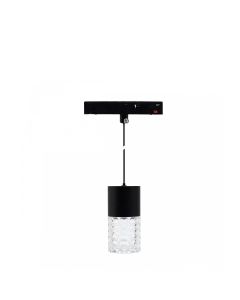 LED-pendellampa med kristalleffekt för skena 7W K2700 48V Ø55 mm Svart