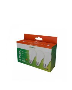 LED-lampa E27 9W K3000 820 lm – 3-pack