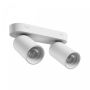 Utanpåliggande spotlight GU10 2 huvuden – vit – IP20 – 220×70×135 mm – utan ljuskälla