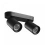 Utanpåliggande spotlight GU10 2 huvuden – svart – IP20 – 220×70×135 mm – utan ljuskälla