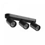 Utanpåliggande spotlight GU10 3 huvuden – svart – IP20 – 350×70×135 mm – utan ljuskälla