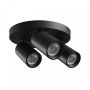 Utanpåliggande spotlight GU10 3 huvuden – rund – svart – IP20 – 220×134 mm – utan ljuskälla