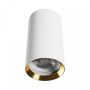 Utanpåliggande spotlight GU10 – rund – vit/guld – IP20 – 55×100 mm – utan ljuskälla