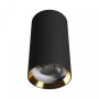 Utanpåliggande spotlight GU10 – rund – svart/guld – IP20 – 55×100 mm – utan ljuskälla